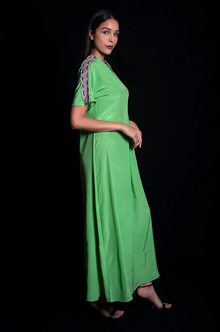 SEESA - Absinthe Green Long Dress With Embroidery