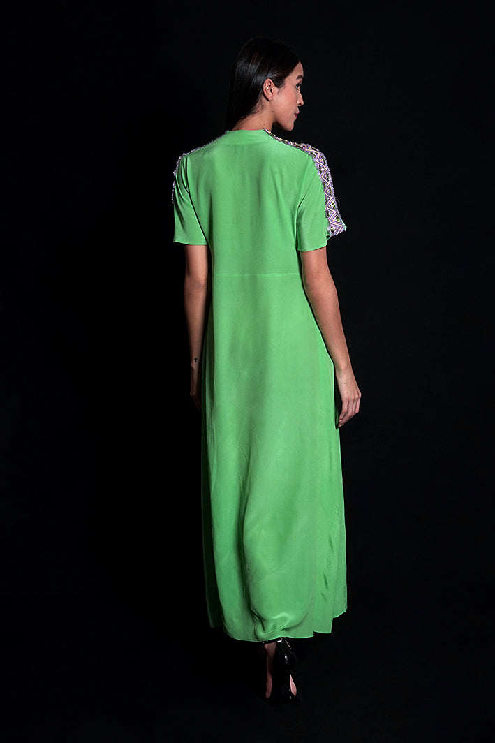 SEESA - Absinthe Green Long Dress With Embroidery