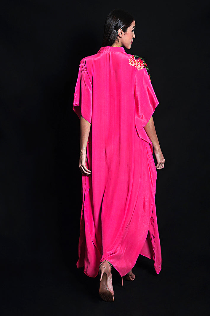 SEESA - Tea Rose Kaftaan With Applique Embroidery