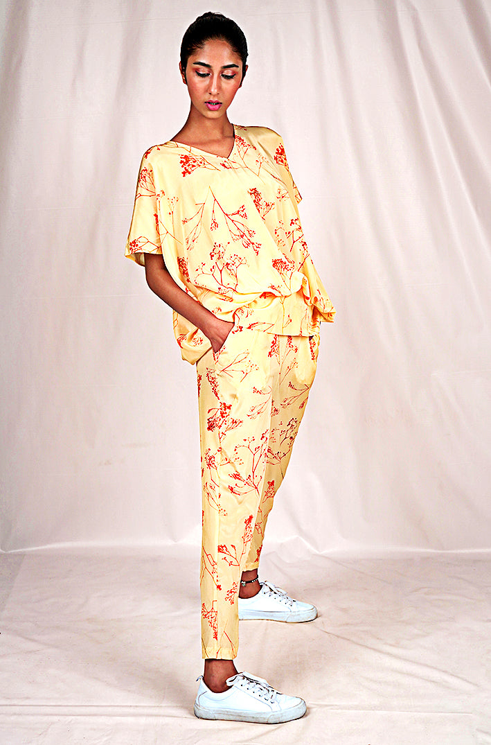 SEESA - Yellow loose-fit printed jumpsuit