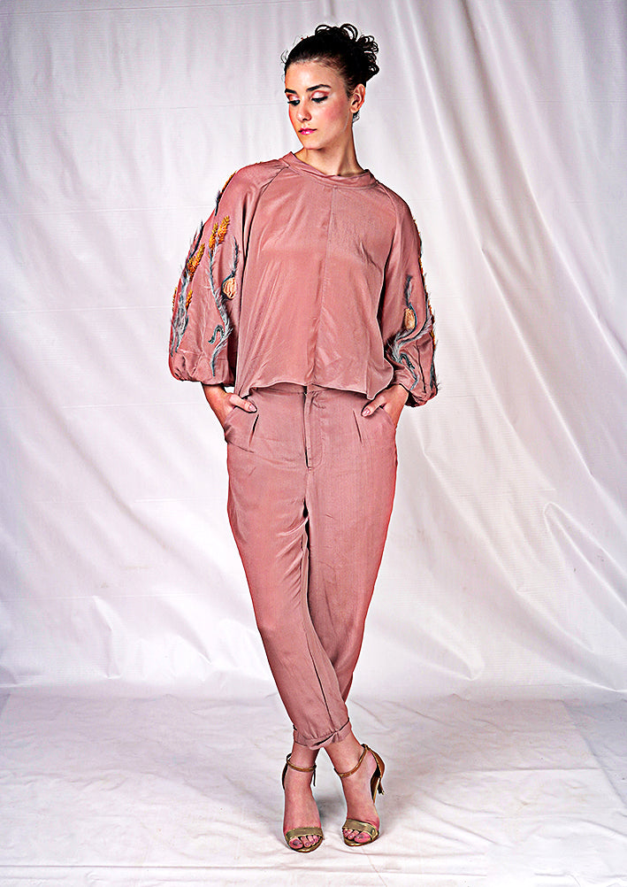 SEESA - Pink top featuring embroidery details