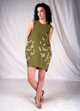 SEESA - Green aloe dress with embroidery details