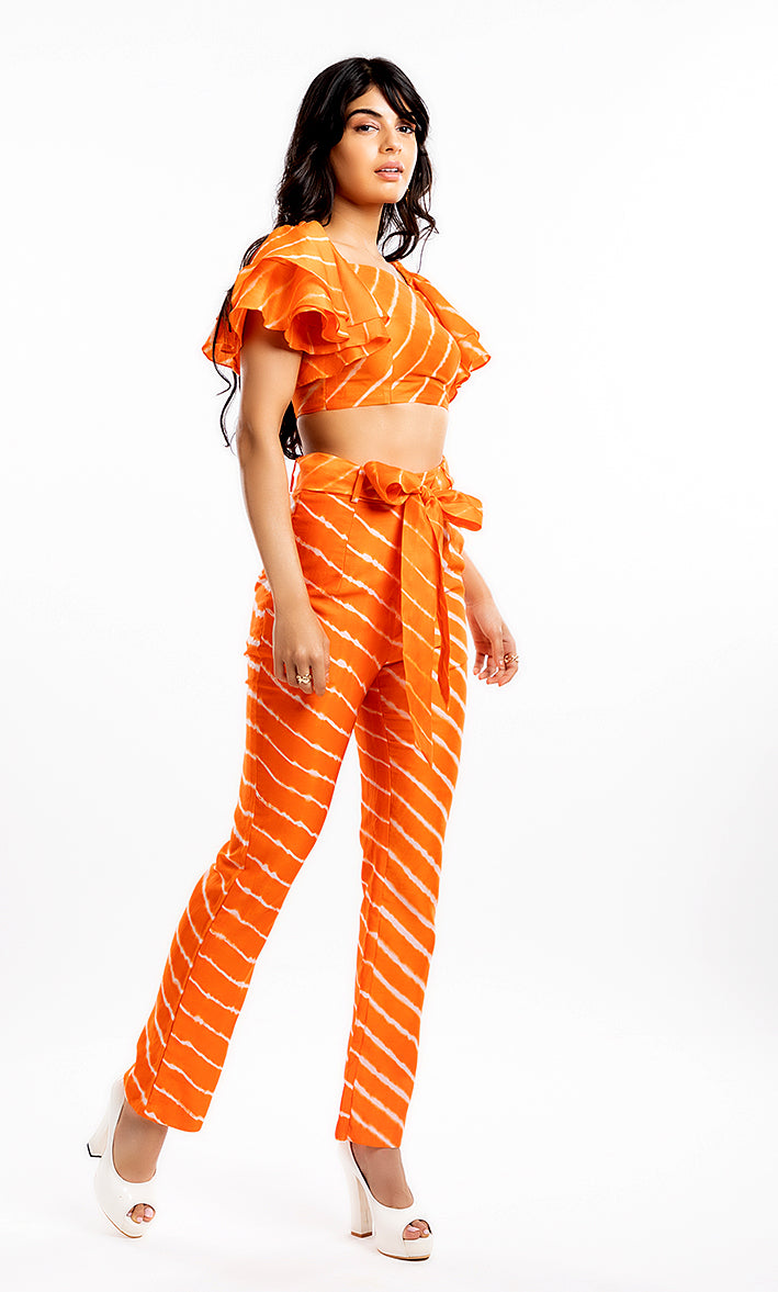 THE HOUSE OF ARA - High-Rise Straight Trousers/ Orange