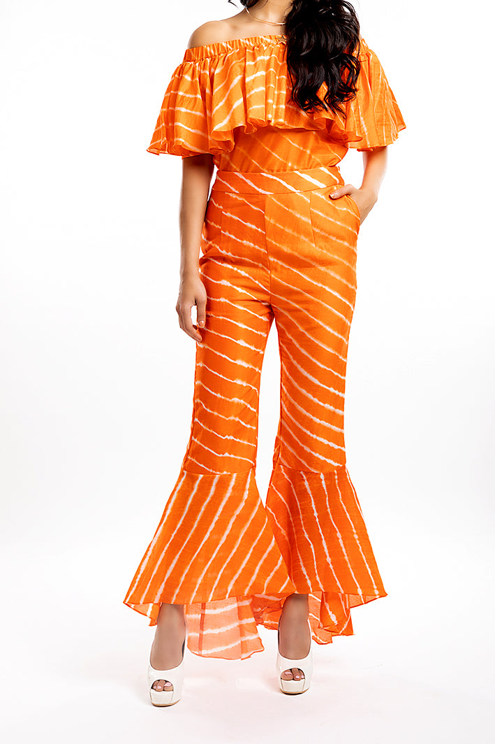 THE HOUSE OF ARA -High-Low Flare Trousers / Orange