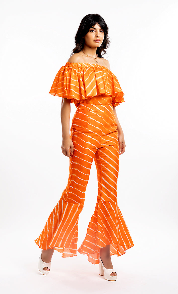 THE HOUSE OF ARA -High-Low Flare Trousers / Orange