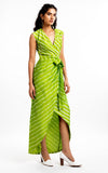THE HOUSE OF ARA -Overlapped Belted Dress / Green