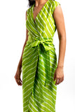 THE HOUSE OF ARA -Overlapped Belted Dress / Green