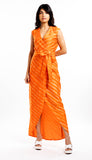 THE HOUSE OF ARA -Overlapped Belted Dress / Orange