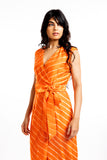 THE HOUSE OF ARA -Overlapped Belted Dress / Orange