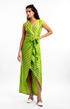 THE HOUSE OF ARA -Overlapped Belted Dress / Green