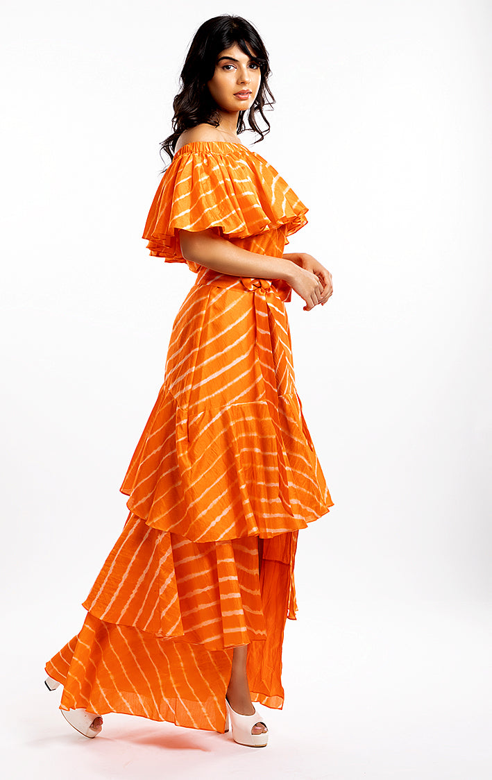 THE HOUSE OF ARA -Tiered Ruffled Skirt / Orange