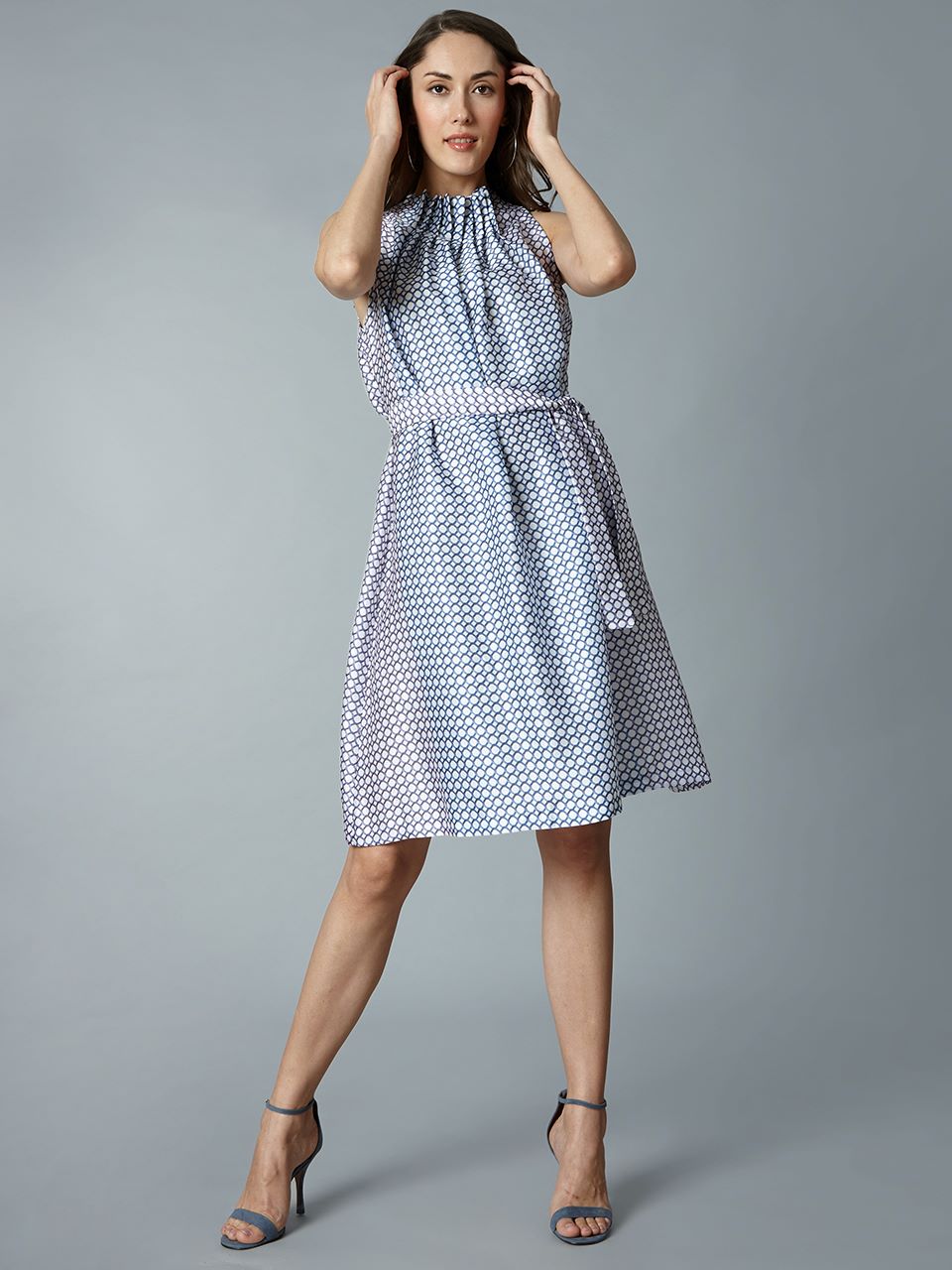 TARA AND I - HIgh neck pleated dress