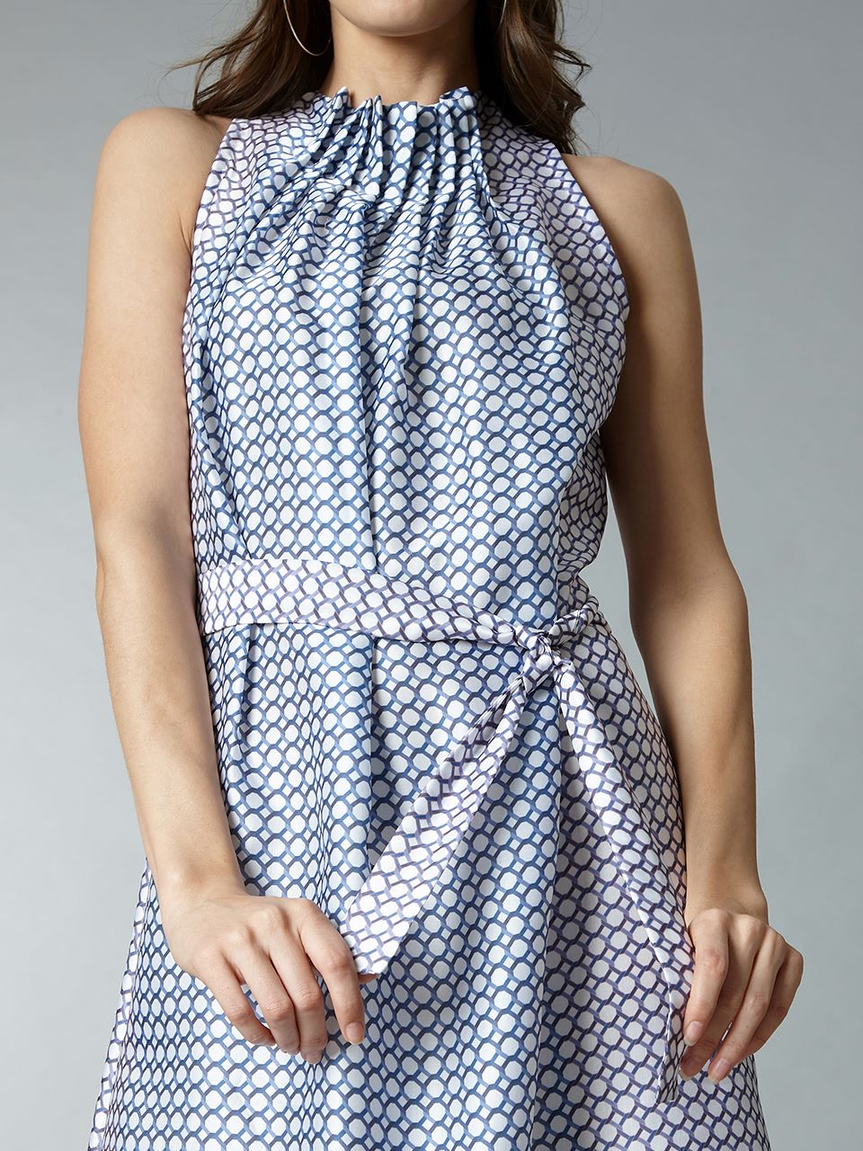 TARA AND I - HIgh neck pleated dress