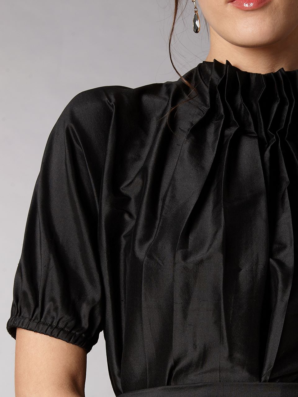 TARA AND I -High neck pleated silk dress