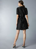 TARA AND I -High neck pleated silk dress