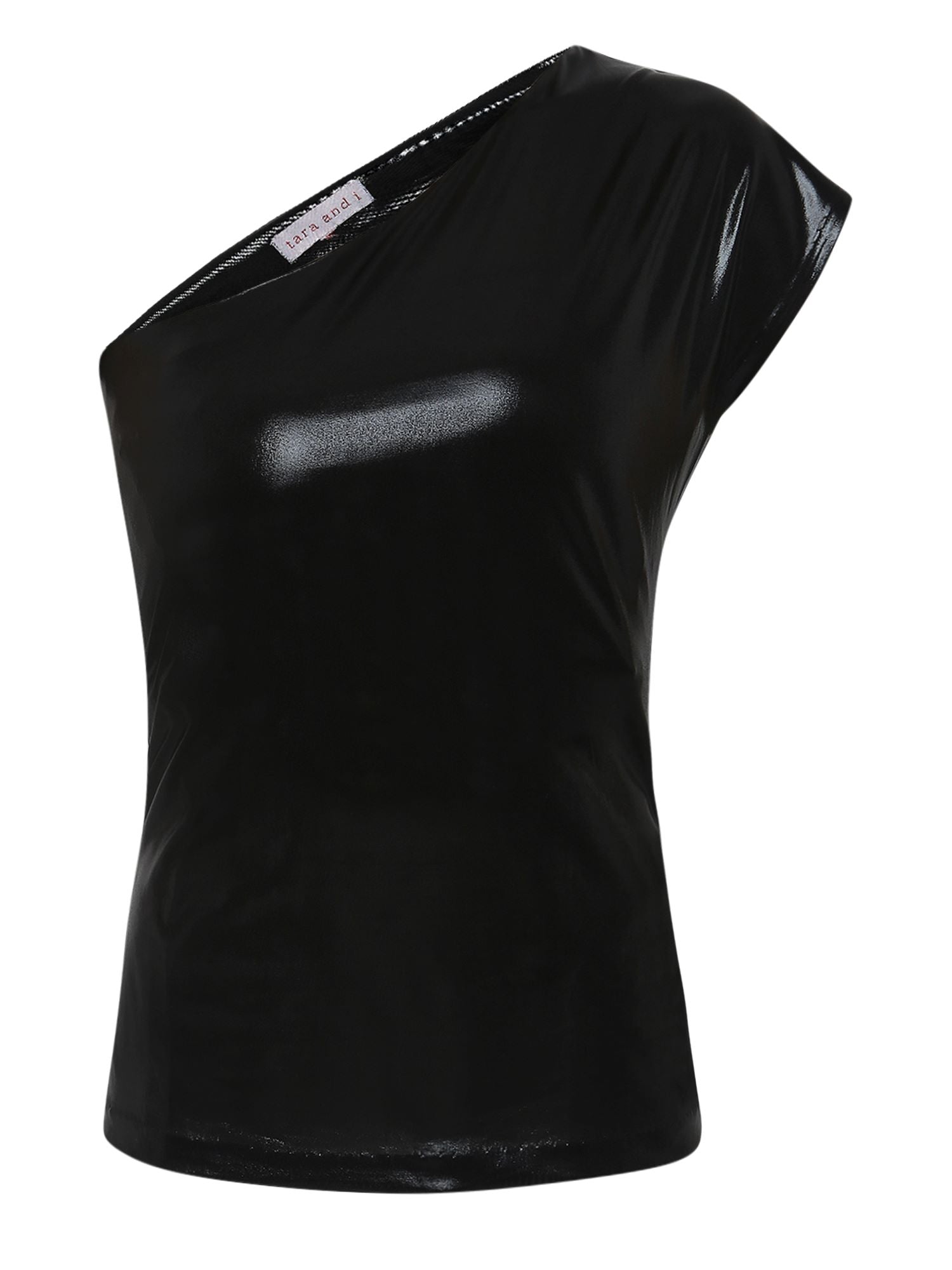 TARA AND I - One shoulder lamé top