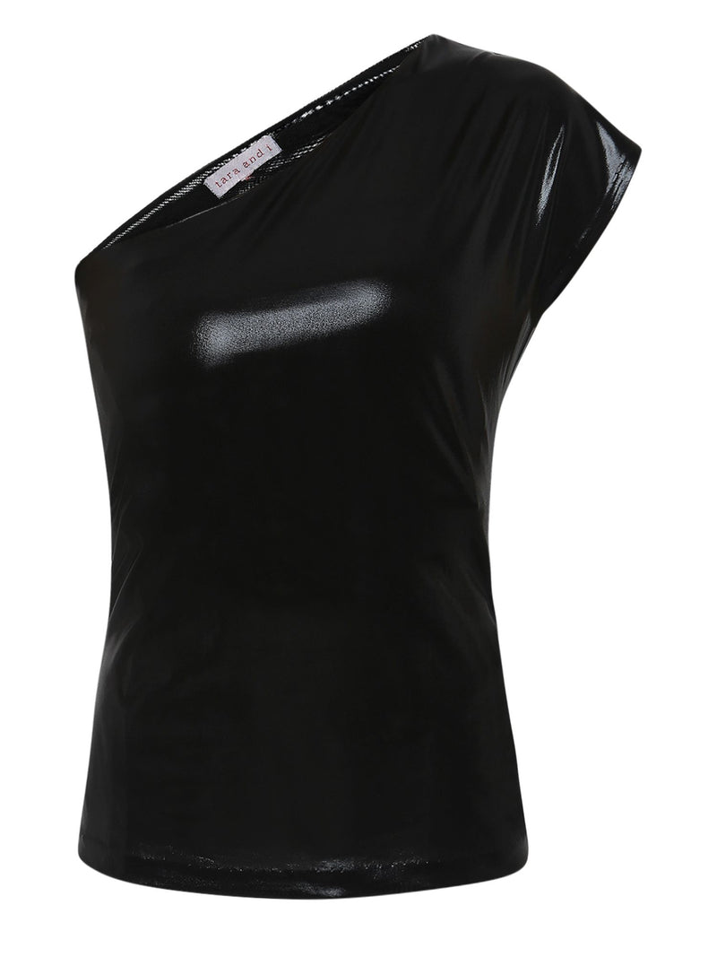 TARA AND I - One shoulder lamé top