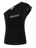 TARA AND I - One shoulder lamé top