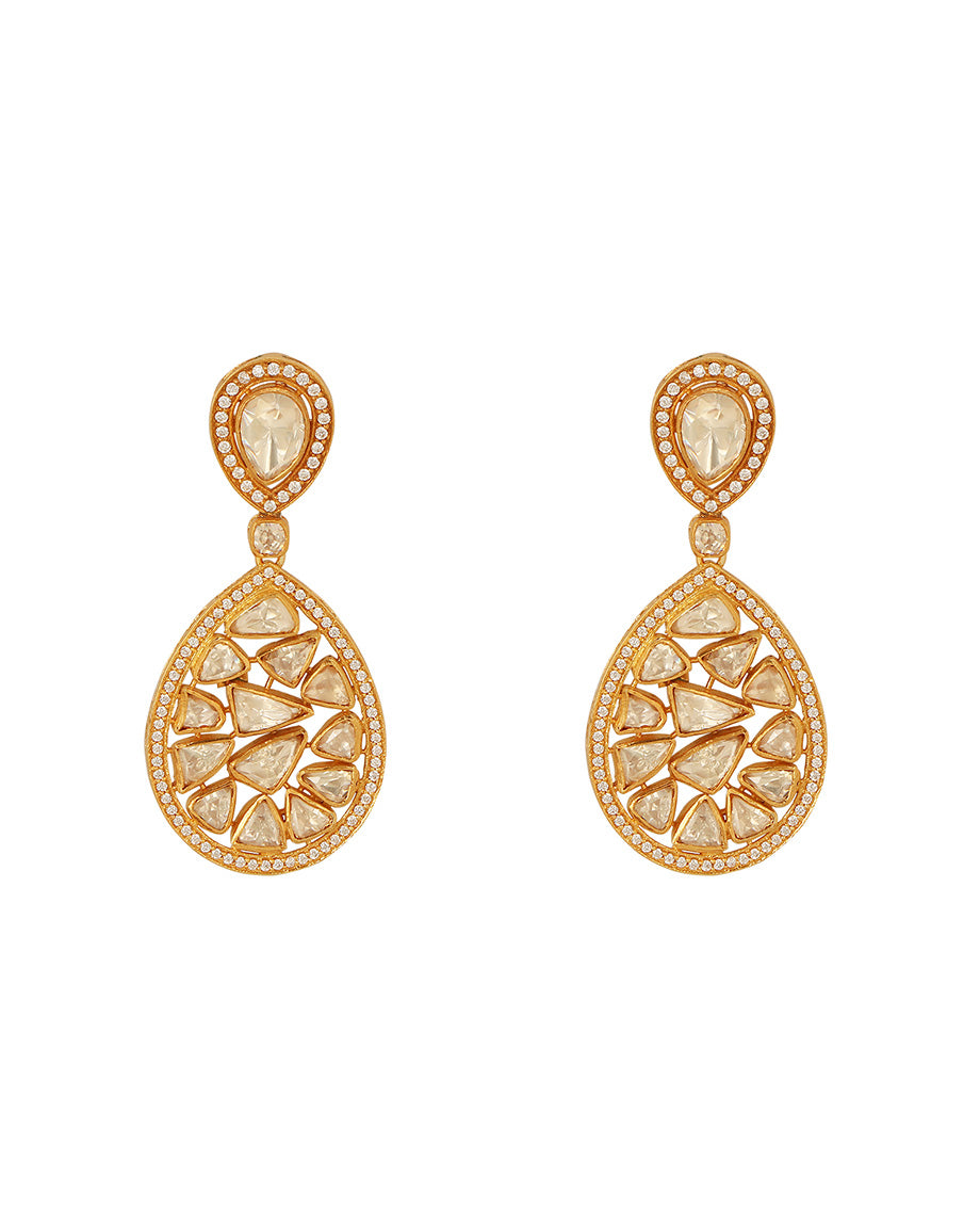 SICA JEWELLERY Moissanite Polki Pear Drop Earrings