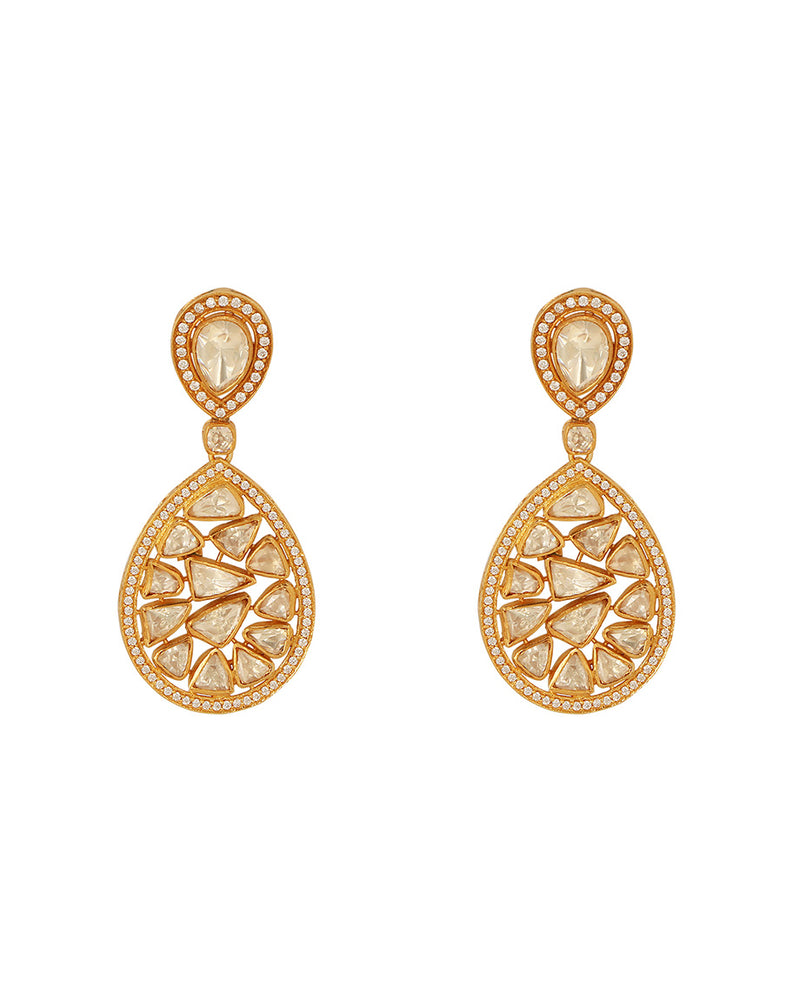 SICA JEWELLERY Moissanite Polki Pear Drop Earrings