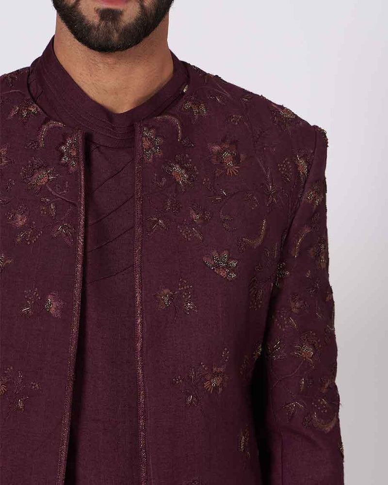 JATIN MALIK Cherry Wine kurta set
