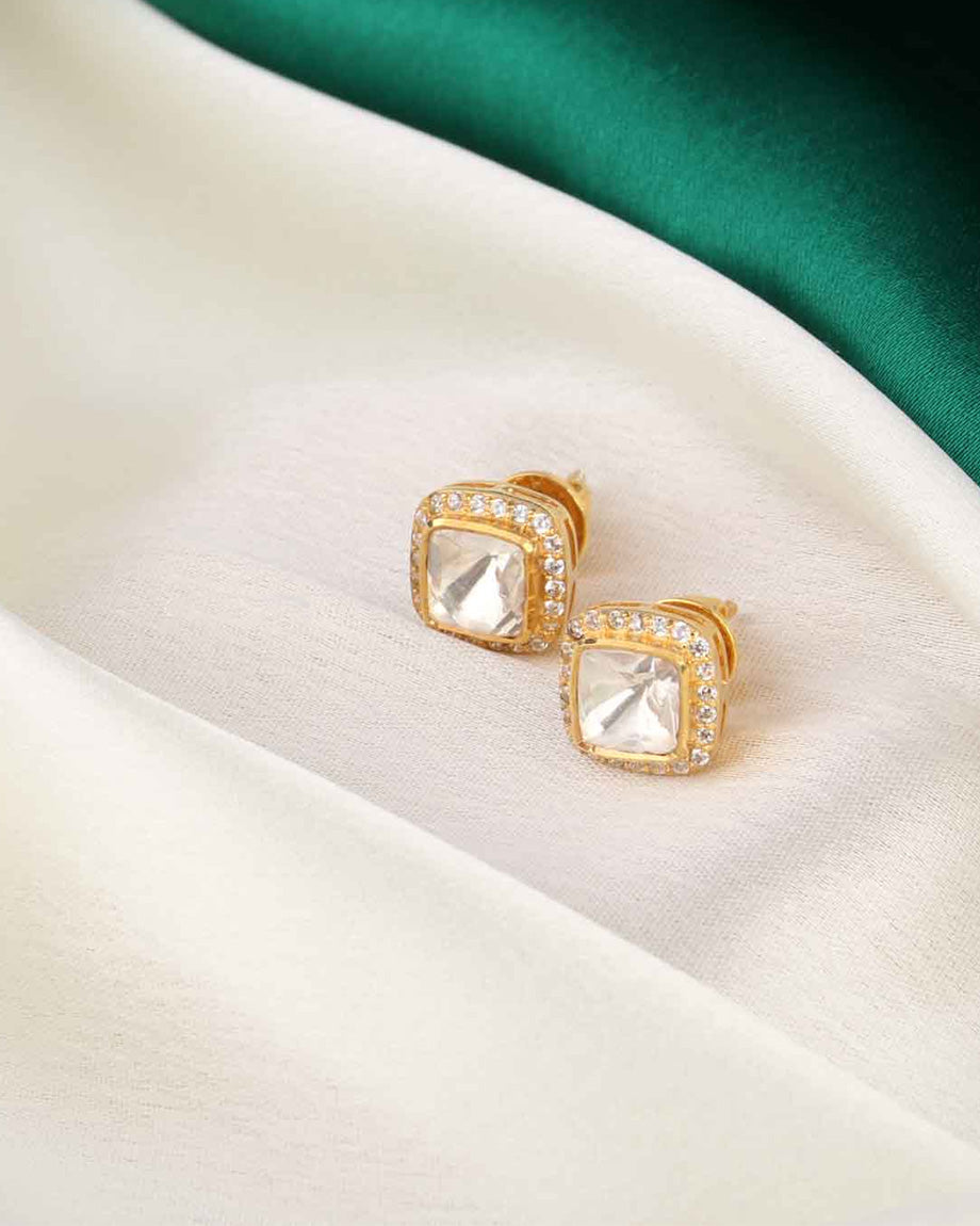 SICA JEWELLERY Moissanite Polki Square Studs