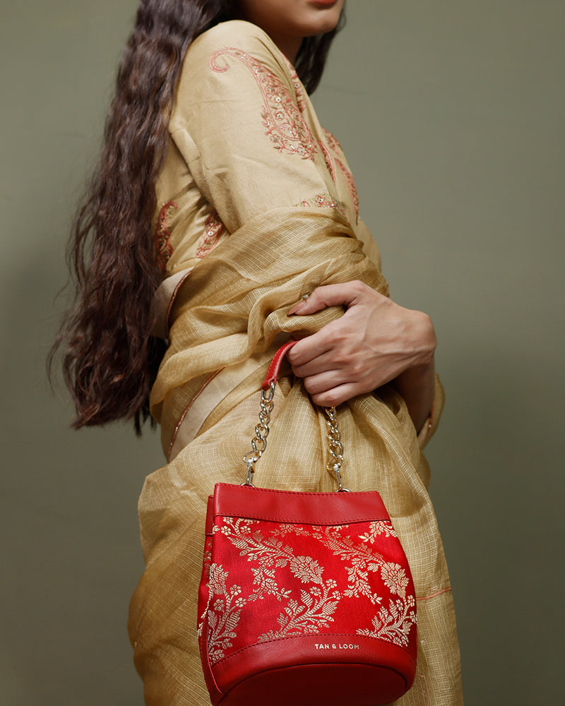 Bridal Red Brocade Rani Batua by TAN AND LOOM