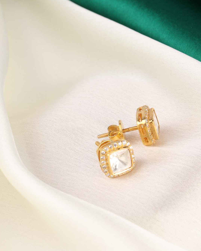 SICA JEWELLERY Moissanite Polki Square Studs