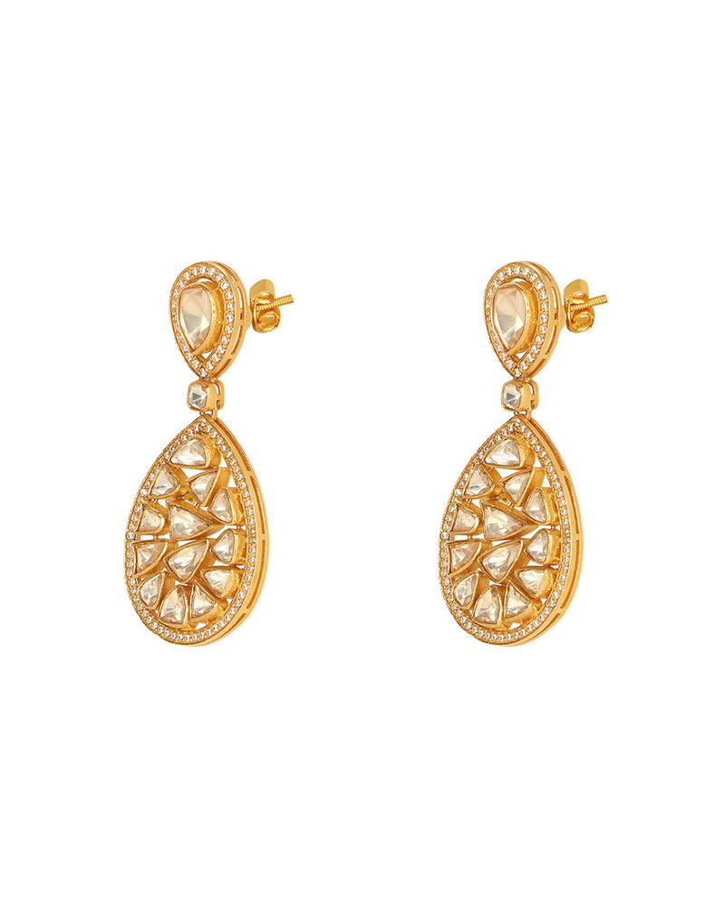 SICA JEWELLERY Moissanite Polki Pear Drop Earrings