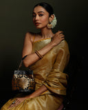Classic Black Brocade Rani Batua by TAN AND LOOM