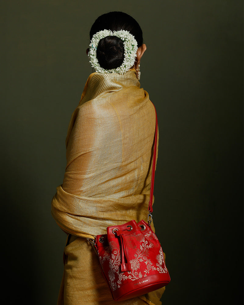 TAN AND LOOM Bridal Red Brocade Bombay Bucket