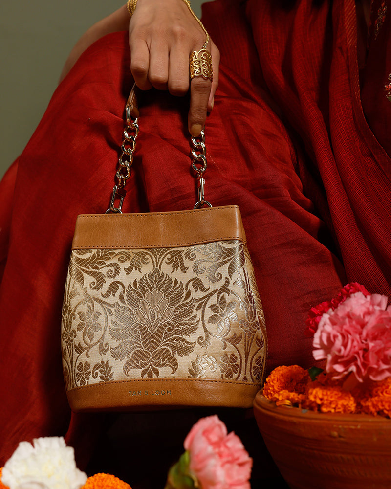 Imperial Gold Brocade Rani Batua by TAN AND LOOM