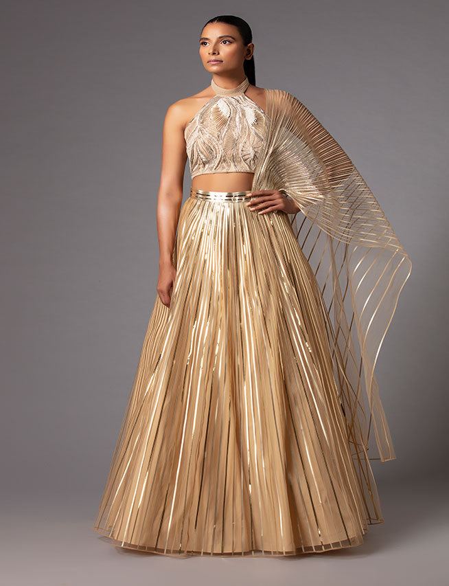 Gold lehenga set By AMIT AGGARWAL