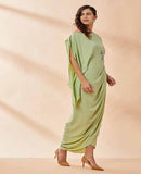 Lime Green Drape Dress By AAKAAR