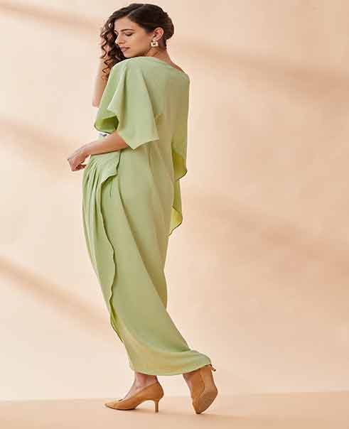 Lime Green Drape DRESS By AAKAAR