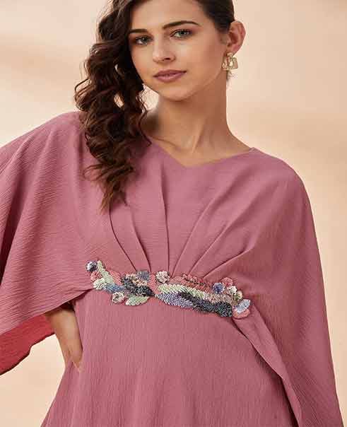 AAKAAR PINK DRAPE DRESS
