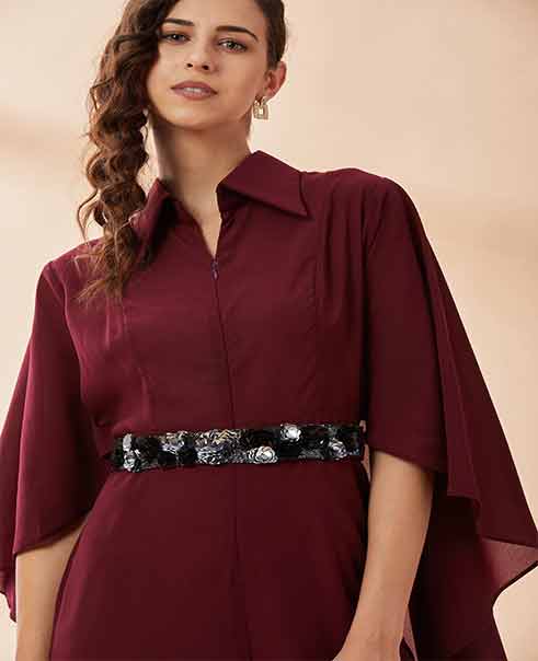 AAKAAR Cape wine jump suit