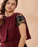 AAKAAR Wine crystal drape dress