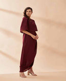 AAKAAR Wine crystal drape dress