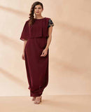 AAKAAR Wine crystal drape dress