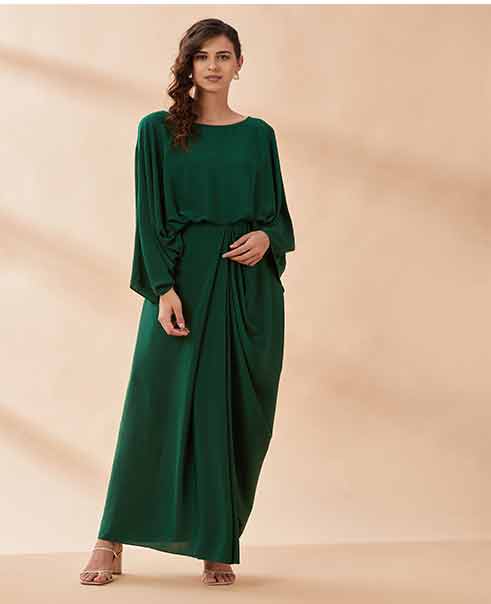 AAKAAR Emerald lounge drape dress