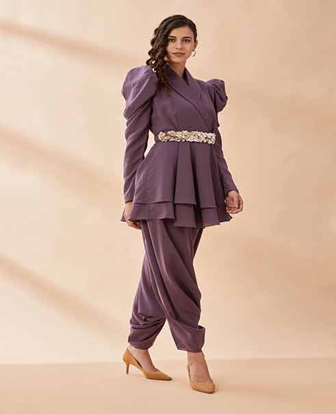 Puff sleeves cord set BY AAKAAR