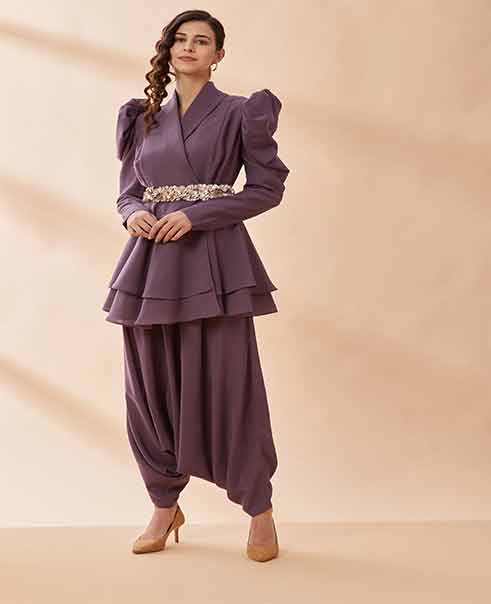 Puff sleeves cord set BY AAKAAR