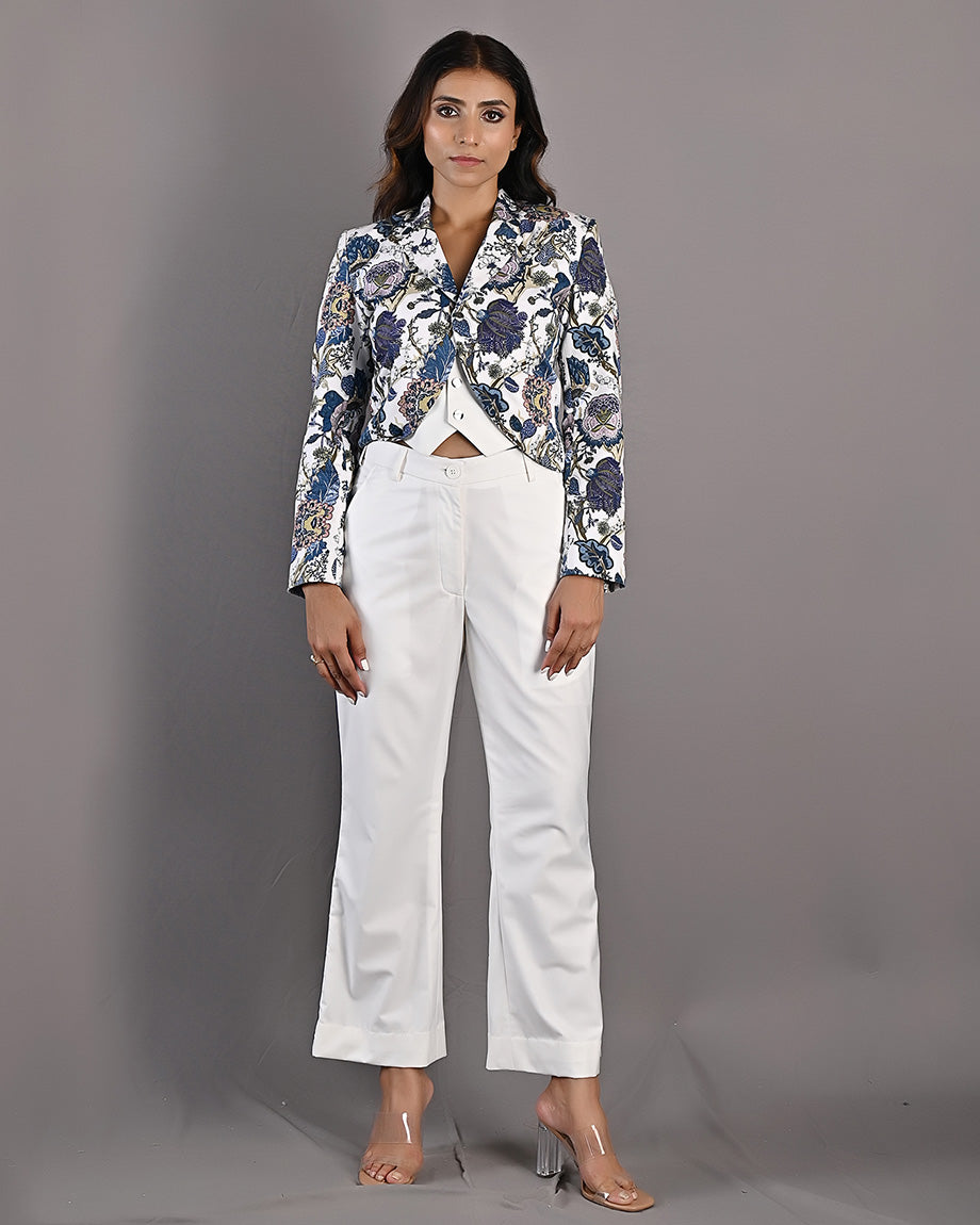 Shop Cliantha Short Overlapping Layered Jacket Set with Bell Bottoms