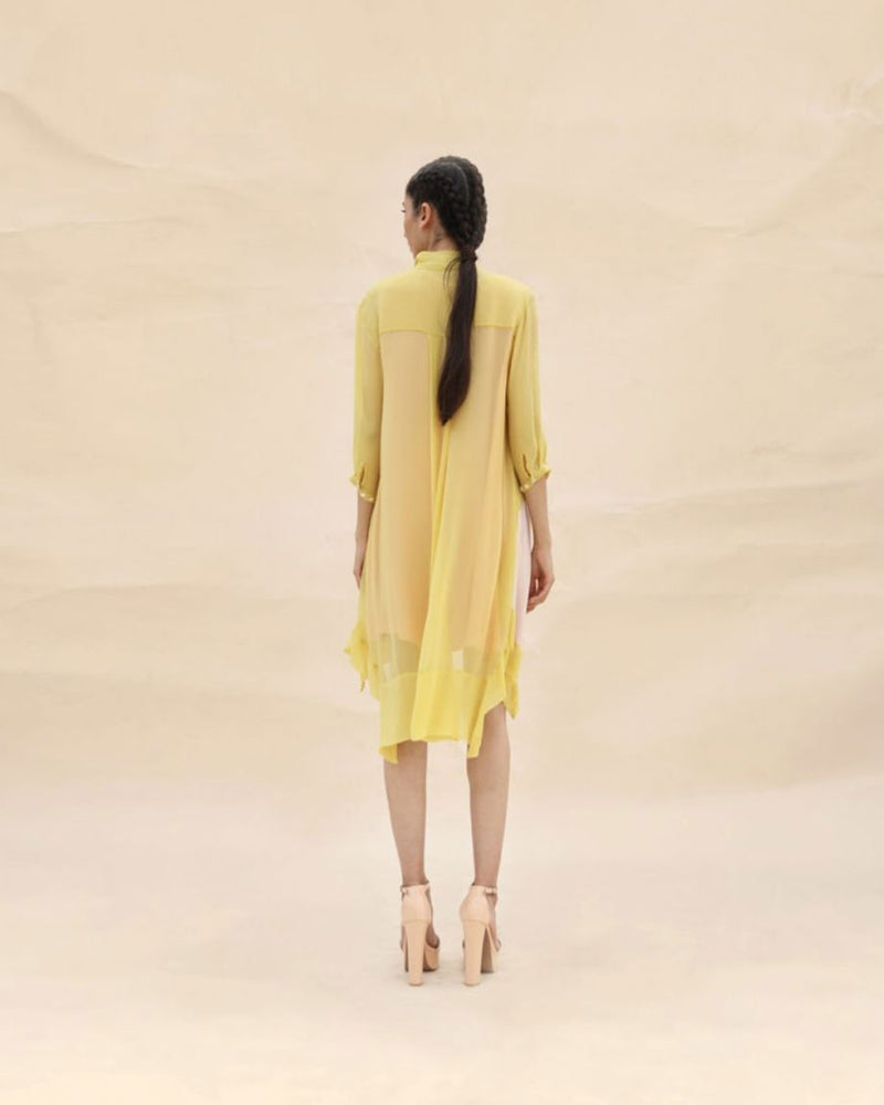 Sunflower & Peach Shirt Dress by ABHISHEK SHARMA