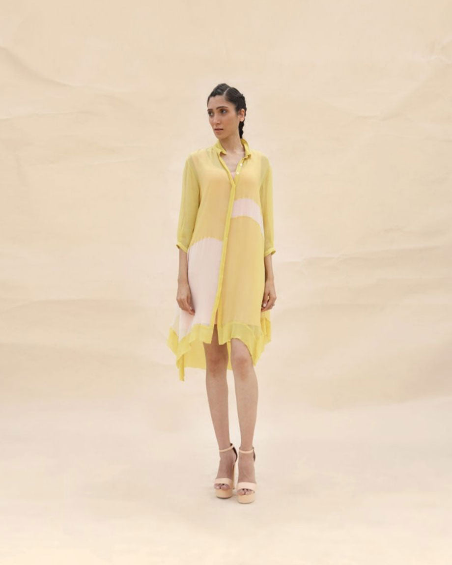 Sunflower & Peach Shirt Dress by ABHISHEK SHARMA