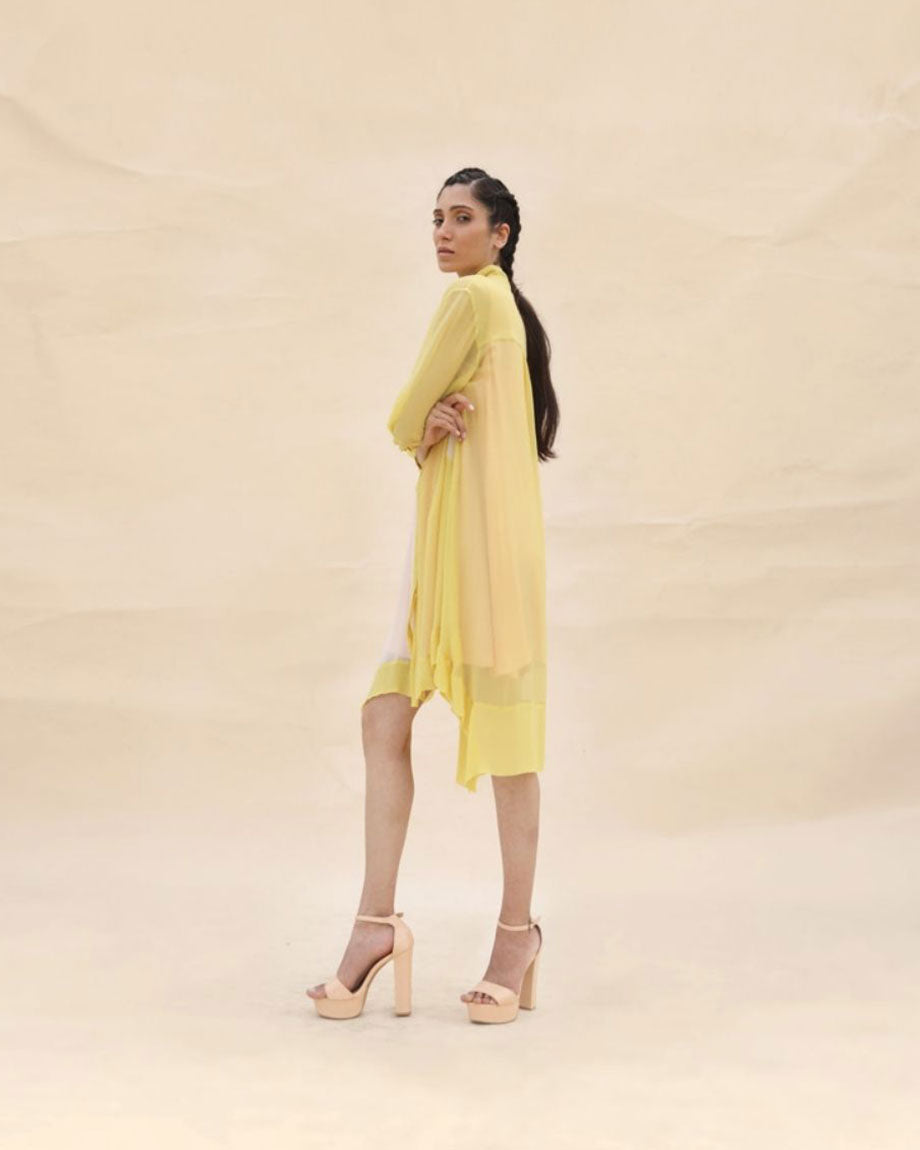 Sunflower & Peach Shirt Dress by ABHISHEK SHARMA