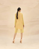 Sunflower , squirrel grey & Peach Short Tunic dress by ABHISHEK SHARMA