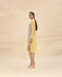 Sunflower , squirrel grey & Peach Short Tunic dress by ABHISHEK SHARMA