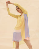 ABHISHEK SHARMA Sunflower , Squirrel grey & Peach Short Tunic dress